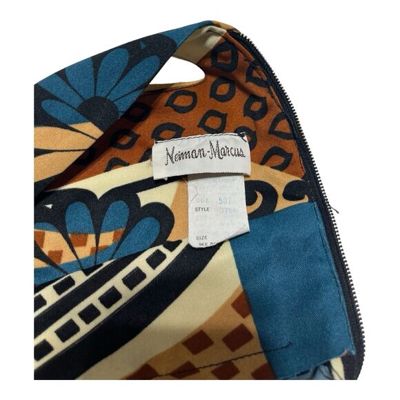 Vintage Neiman Marcus 60s/70s MOD Brown Abstract Maxi Dress Gown w/Wrap Shawl XS - Picture 13 of 13